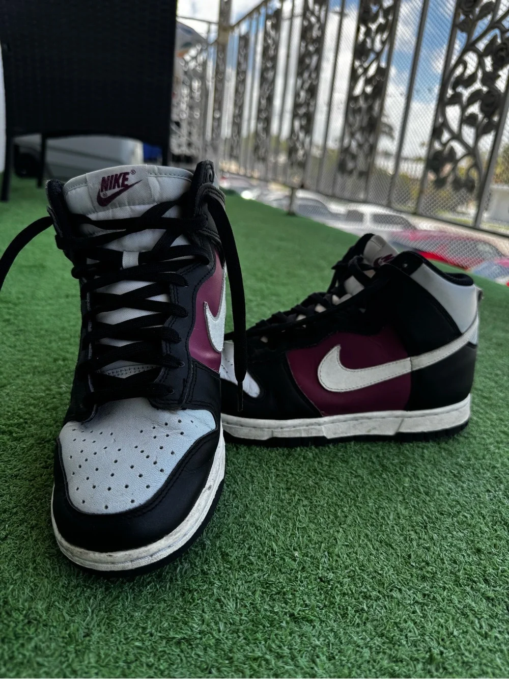 Nike Women’s Mid-Top Sneakers in Black, White & Burgundy